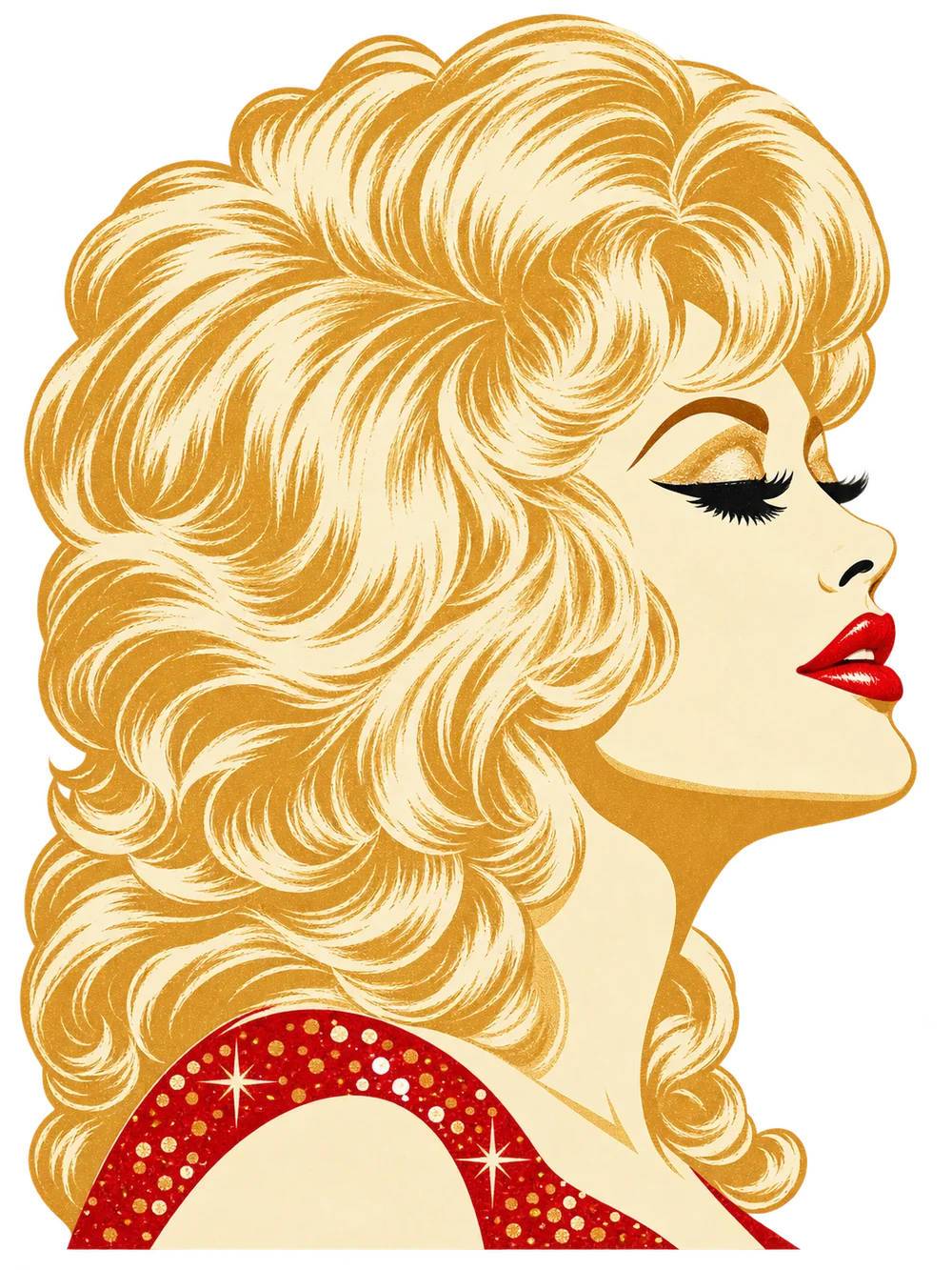Illustrated portrait of Dolly Parton